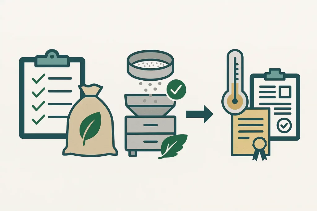 Quality control process for bulk erythritol sweetener in industrial factory production.